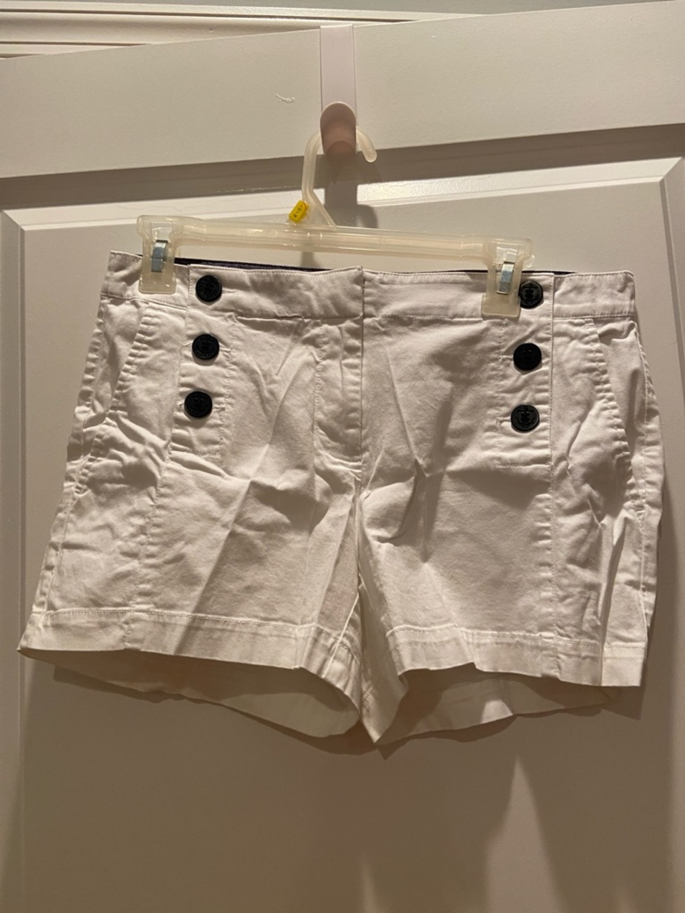 Nautica White Sailor Button Front Shorts with Black Buttons